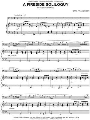 A Fireside Soliloquy - Trombone & Piano