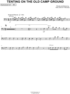 Tenting on the Old Camp Ground - Bass Clef Instrument