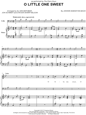 O Little One Sweet - Piano, Vocal & Cello