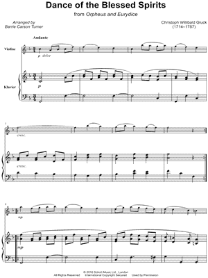 Dance of the Blessed Spirits - Violin & Piano