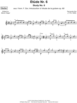 Introduction à l'étude de la guitare, Op. 60 - Etüde No. 6