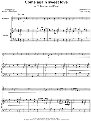 Come Again Sweet Love - Trumpet & Piano