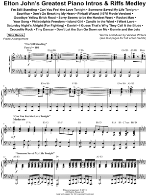 Elton John's Greatest Piano Intros & Riffs Medley