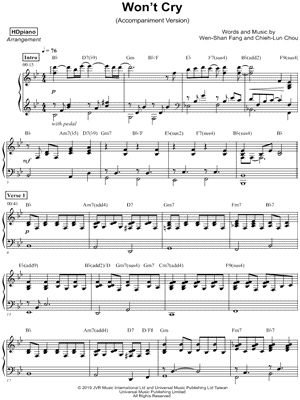 Won't Cry [accompaniment version]