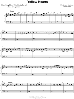 Yellow Hearts [Slow Easy Piano Tutorial]