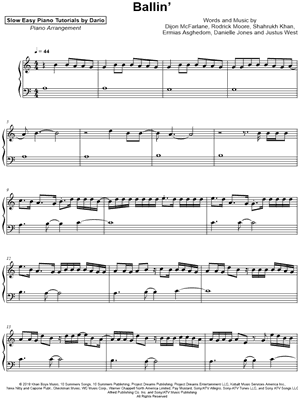 Ballin' [Slow Easy Piano Tutorial]
