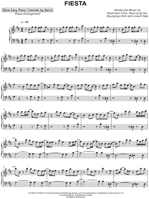 FIESTA [Slow Easy Piano Tutorial]
