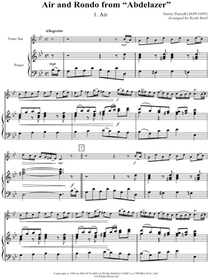 Air and Rondo from "Abdelazer" - Tenor Saxophone & Piano