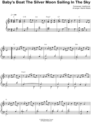 Baby's Boat the Silver Moon Sailing in the Sky