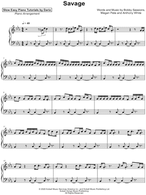 Savage [Slow Easy Piano Tutorial]