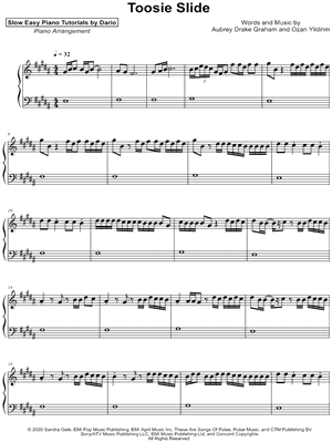 Toosie Slide [Slow Easy Piano Tutorial]