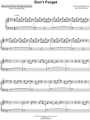 Don't Forget [Slow Easy Piano Tutorial]