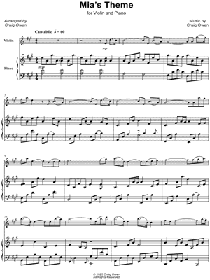 Mia's Theme - Violin & Piano