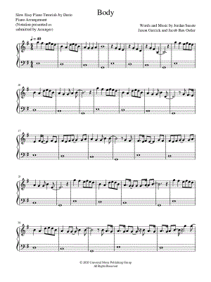 Body [Slow Easy Piano Tutorial]
