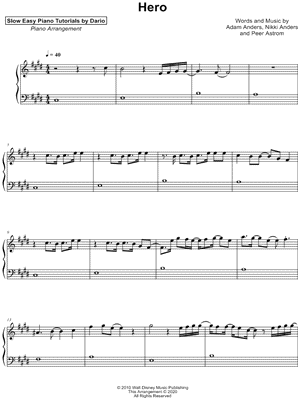 Hero [Slow Easy Piano Tutorial]