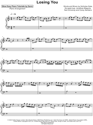 Losing You [Slow Easy Piano Tutorial]