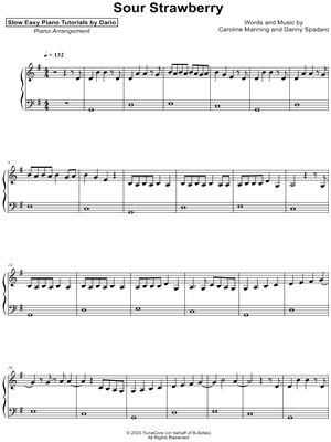 Sour Strawberry [Slow Easy Piano Tutorial]