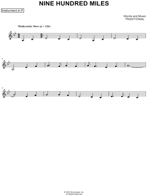 Nine Hundred Miles - F Instrument