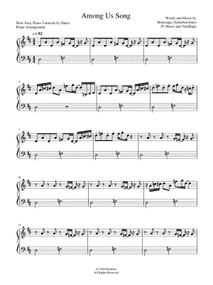 Among Us Song [Slow Easy Piano Tutorial]