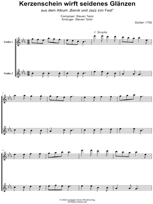 Kerzenschein wirft seidenes Glanzen - Violin Duet