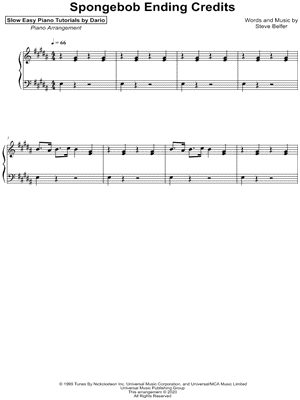 SpongeBob Ending Credits [Slow Easy Piano Tutorial]