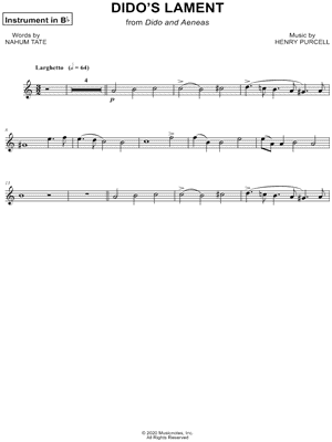 Dido's Lament - Bb Instrument