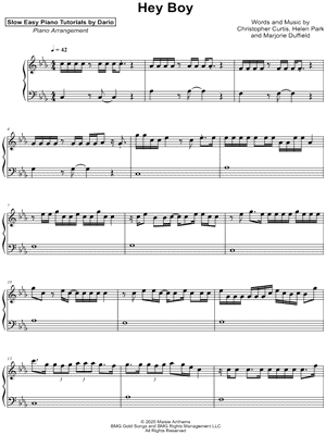 Hey Boy [Slow Easy Piano Tutorial]