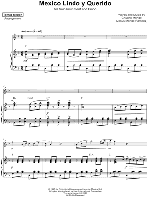 México Lindo y Querido - Piano Accompaniment