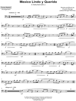 México Lindo y Querido - Bass Clef Instrument