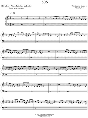 505 [Slow Easy Piano Tutorial]