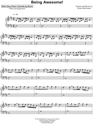 Being Awesome! [Slow Easy Piano Tutorial]