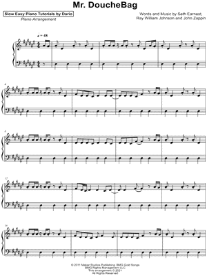 Mr. DoucheBag [Slow Easy Piano Tutorial]
