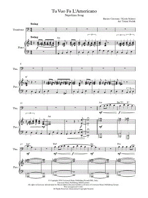 Tu Vuo' Fa' L'Americano - Trombone & Piano