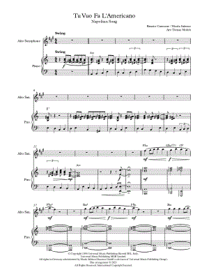 Tu Vuo' Fa' L'Americano - Alto Saxophone & Piano