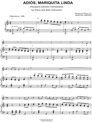 Adios, Mariquita Linda - Piano Accompaniment