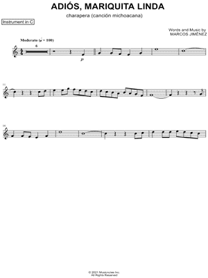 Adios, Mariquita Linda - C Instrument