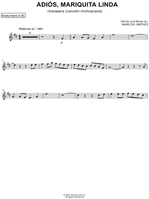 Adios, Mariquita Linda - Bb Instrument
