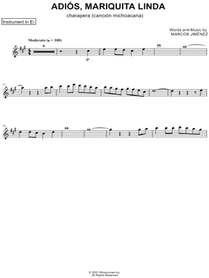 Adios, Mariquita Linda - Eb Instrument