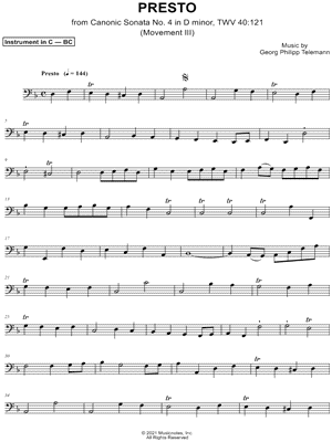 Canonic Sonata No. 4, TWV 40: 121: III. Presto