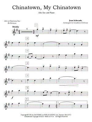 Chinatown, My Chinatown - Alto Saxophone & Piano