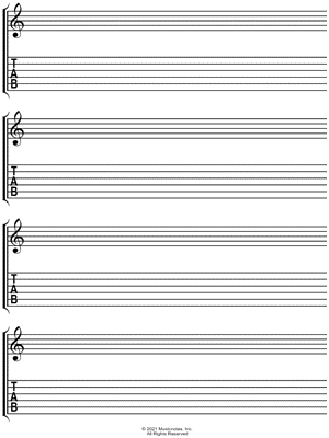 Manuscript Paper for Guitar TAB