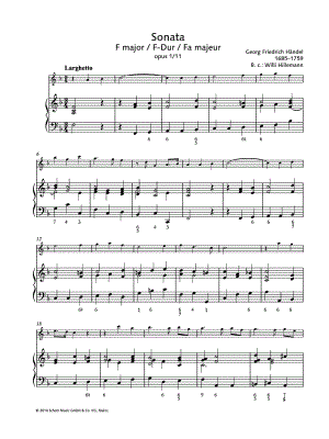 Sonata, Op. 1 No. 11 - Treble Recorder & Piano