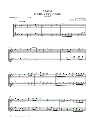 Sonata in Bb Major, Op. 2 No. 2 - Treble Recorder Duet