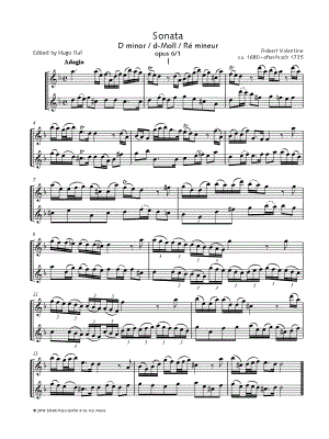 Sonata in D Minor, Op. 6 No. 1 - Treble Recorder Duet