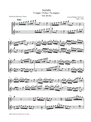 Sonata in F Major, TWV 40:102 - Treble Recorder Duet