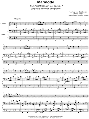 Eight Songs, Op. 52, No. 7: Marmotte - Clarinet & Piano