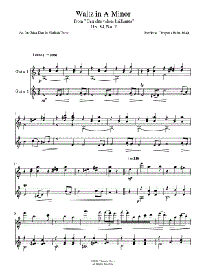 Waltz in A Minor, Opus 34, No. 2 - Guitar Duet