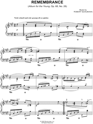 Album for the Young, Op. 68, No. 28: Remembrance