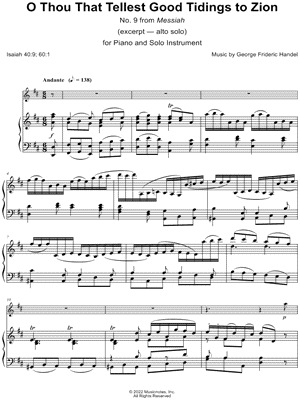O Thou That Tellest Good Tidings to Zion - Piano Accompaniment