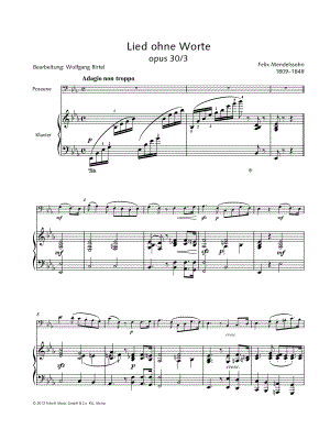 Songs without Words: Opus 30, No. 3 - Trombone & Piano